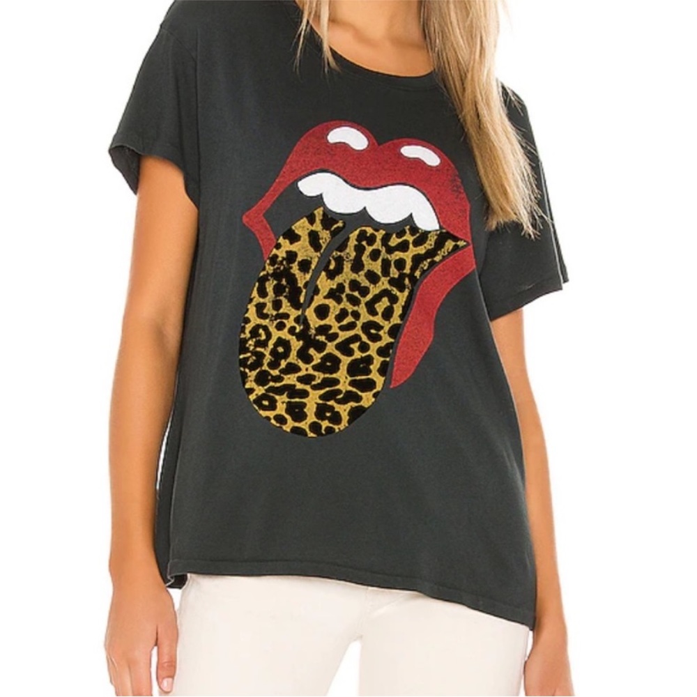 DAYDREAMER x free people Rolling Stones leopard tongue tour tee / vintage black